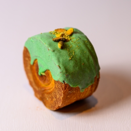 Pistachio Roll Croissant dough filled with premium pistachio paste and custard